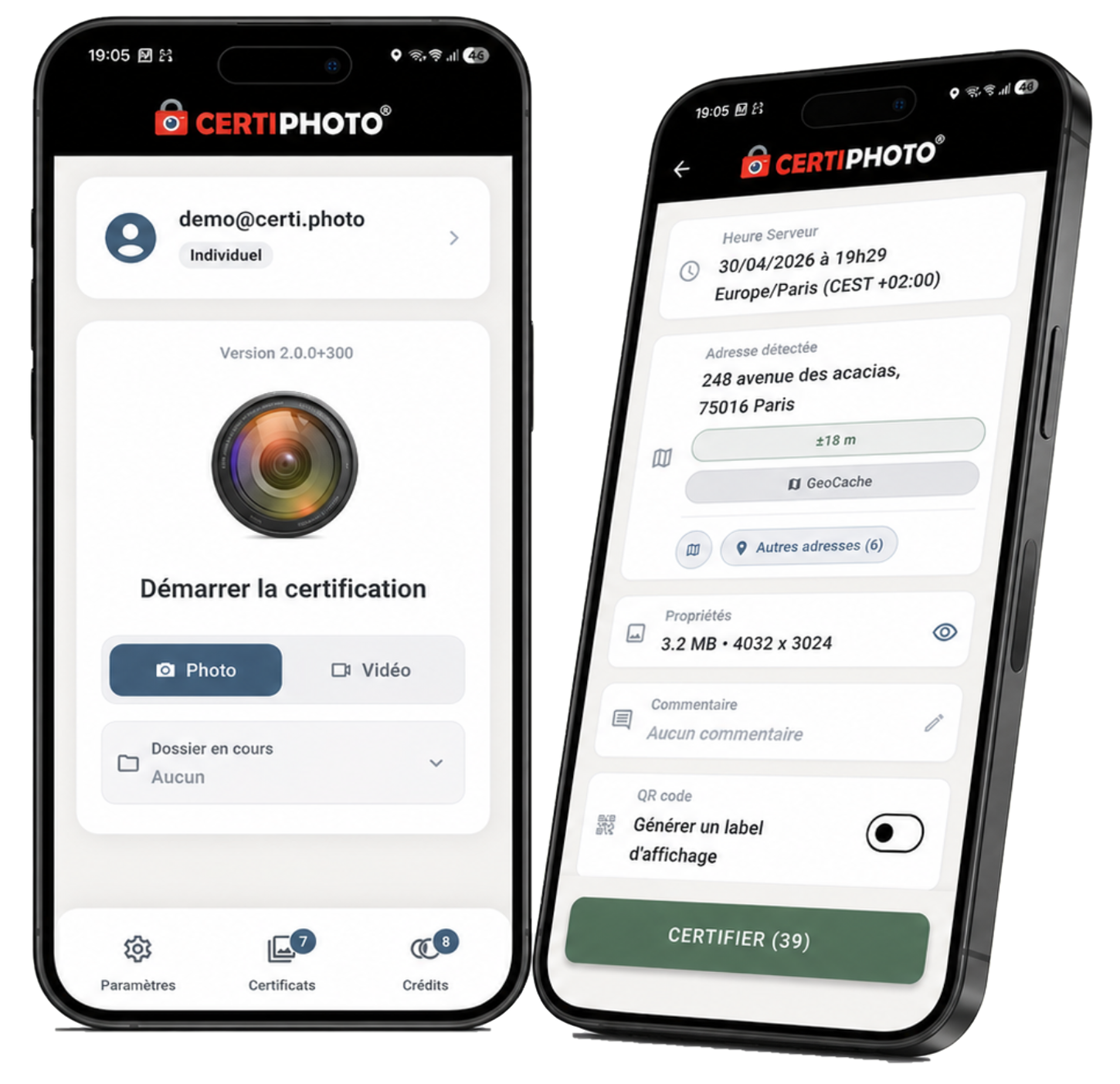 Certiphoto application mobile preuve photo